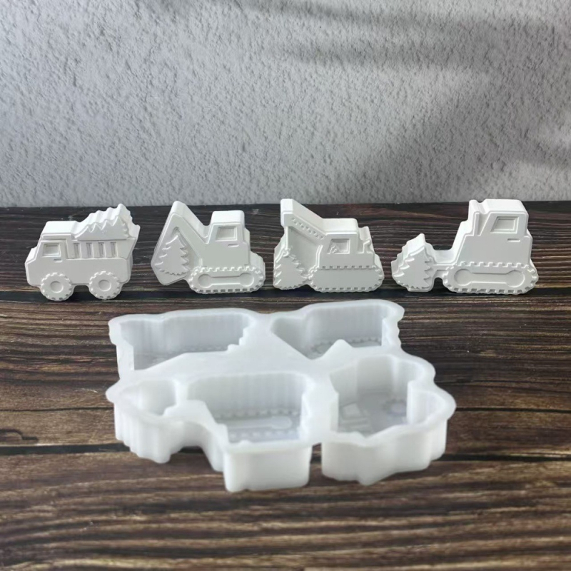 Silikonski kalup za DIY gips — nepravilnog oblika, kombinirani ukras kamion-bager i Božićno drvce