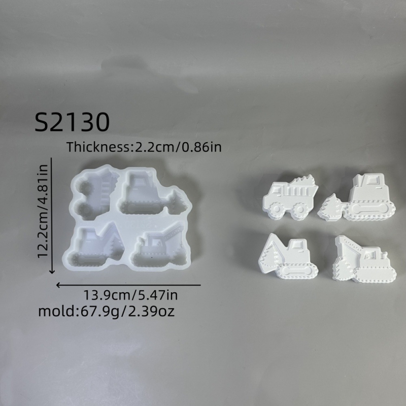 Silikonski kalup za DIY gips — nepravilnog oblika, kombinirani ukras kamion-bager i Božićno drvce