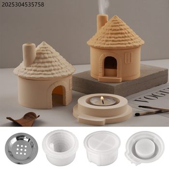 Silikonski kalup za pečenje u obliku kuće s dimnjakom – nepravilnog oblika, za DIY projekte, svijeće i aromaterapijske posude