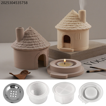 Silikonski kalup za pečenje u obliku kuće s dimnjakom – nepravilnog oblika, za DIY projekte, svijeće i aromaterapijske posude