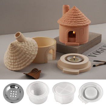 Silikonski kalup za pečenje u obliku kuće s dimnjakom – nepravilnog oblika, za DIY projekte, svijeće i aromaterapijske posude