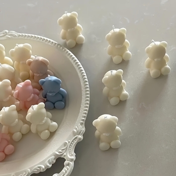 Silikonska forma u obliku sjedećeg medvjedića za svijeće, žbuku i difuzijske kamenčiće – DIY kalup za kolače