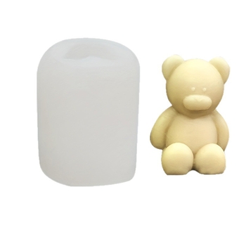Silikonska forma u obliku sjedećeg medvjedića za svijeće, žbuku i difuzijske kamenčiće – DIY kalup za kolače