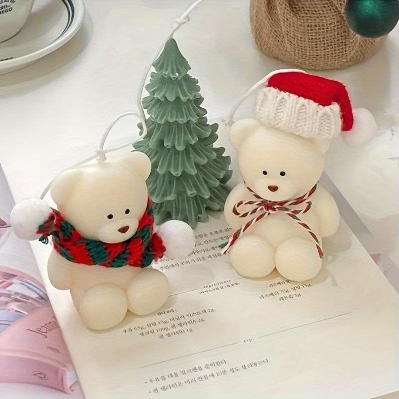 Silikonska forma u obliku sjedećeg medvjedića za svijeće, žbuku i difuzijske kamenčiće – DIY kalup za kolače