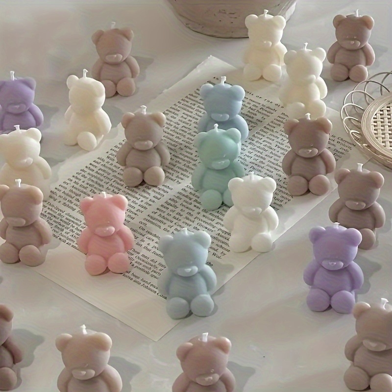 Silikonska forma u obliku sjedećeg medvjedića za svijeće, žbuku i difuzijske kamenčiće – DIY kalup za kolače