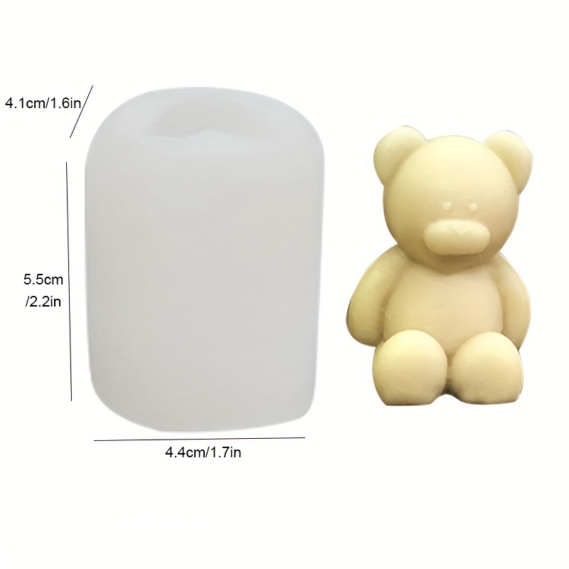 Silikonska forma u obliku sjedećeg medvjedića za svijeće, žbuku i difuzijske kamenčiće – DIY kalup za kolače
