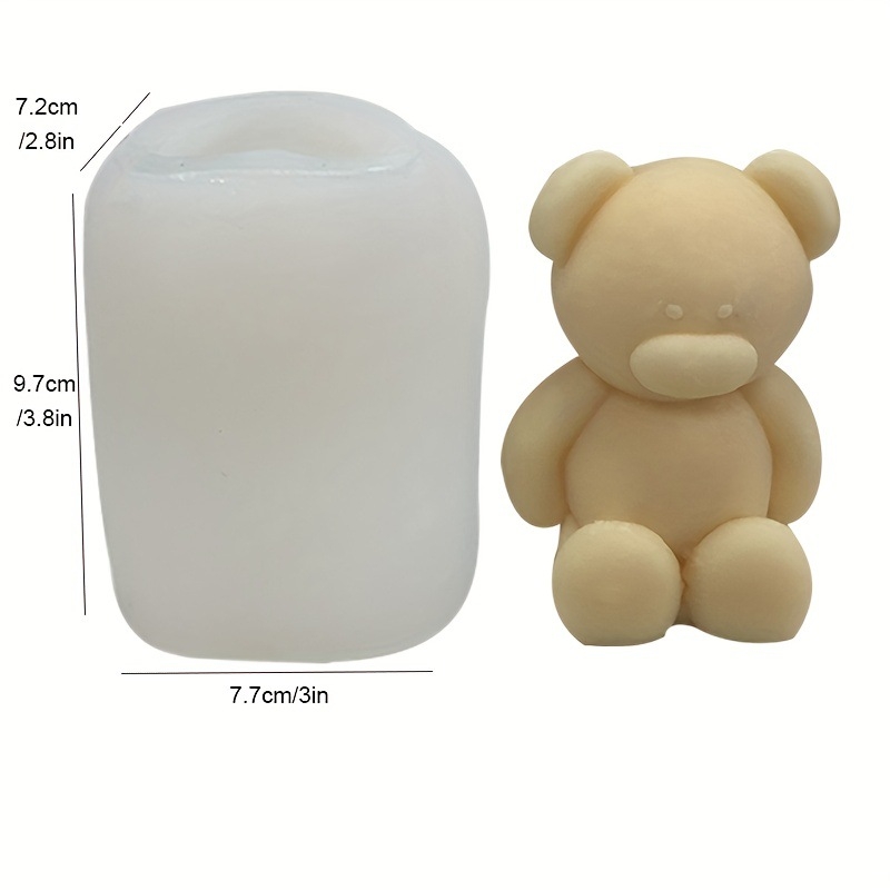 Silikonska forma u obliku sjedećeg medvjedića za svijeće, žbuku i difuzijske kamenčiće – DIY kalup za kolače