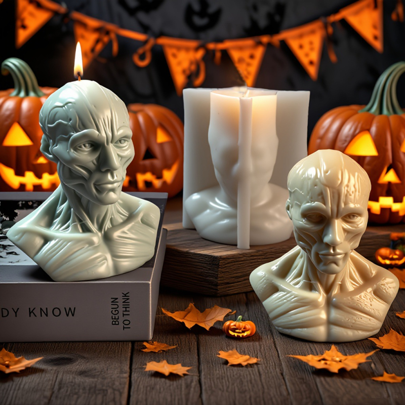 Silikonska kalupa za svijeće i torte – nepravilan oblik ljudske mišićne lubanje, moderni minimalistički stil, Rs1-2600