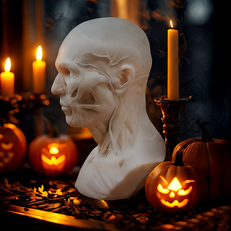 Silikonska kalupa za svijeće i torte – nepravilan oblik ljudske mišićne lubanje, moderni minimalistički stil, Rs1-2600