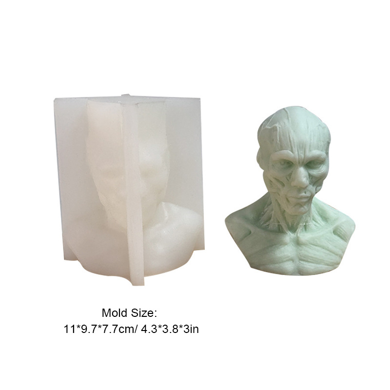 Silikonska kalupa za svijeće i torte – nepravilan oblik ljudske mišićne lubanje, moderni minimalistički stil, Rs1-2600