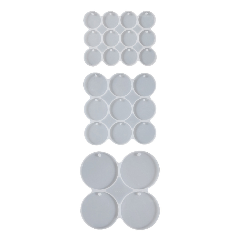 Silicone apvalios formos pakabukui DIY kristalų dervai, su 4, 9 arba 12 kilpų įpjovomis