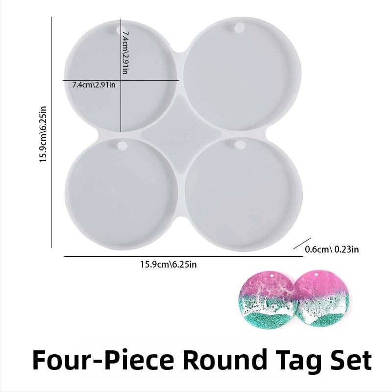 Silicone apvalios formos pakabukui DIY kristalų dervai, su 4, 9 arba 12 kilpų įpjovomis