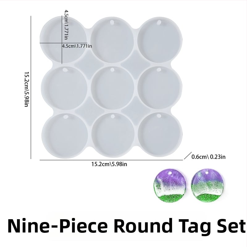 Silicone apvalios formos pakabukui DIY kristalų dervai, su 4, 9 arba 12 kilpų įpjovomis