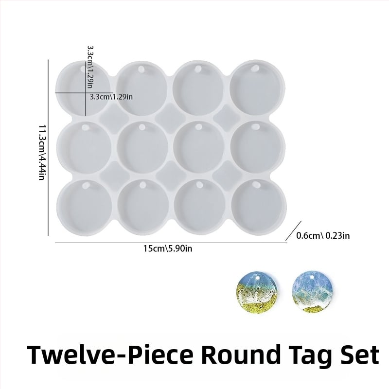 Silicone apvalios formos pakabukui DIY kristalų dervai, su 4, 9 arba 12 kilpų įpjovomis