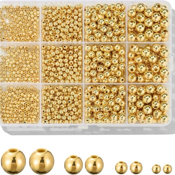 Set perlica za narukvicu, 1100 komada, glatke okrugle spacer perle, plast/smola