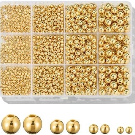 Set perlica za narukvicu, 1100 komada, glatke okrugle spacer perle, plast/smola