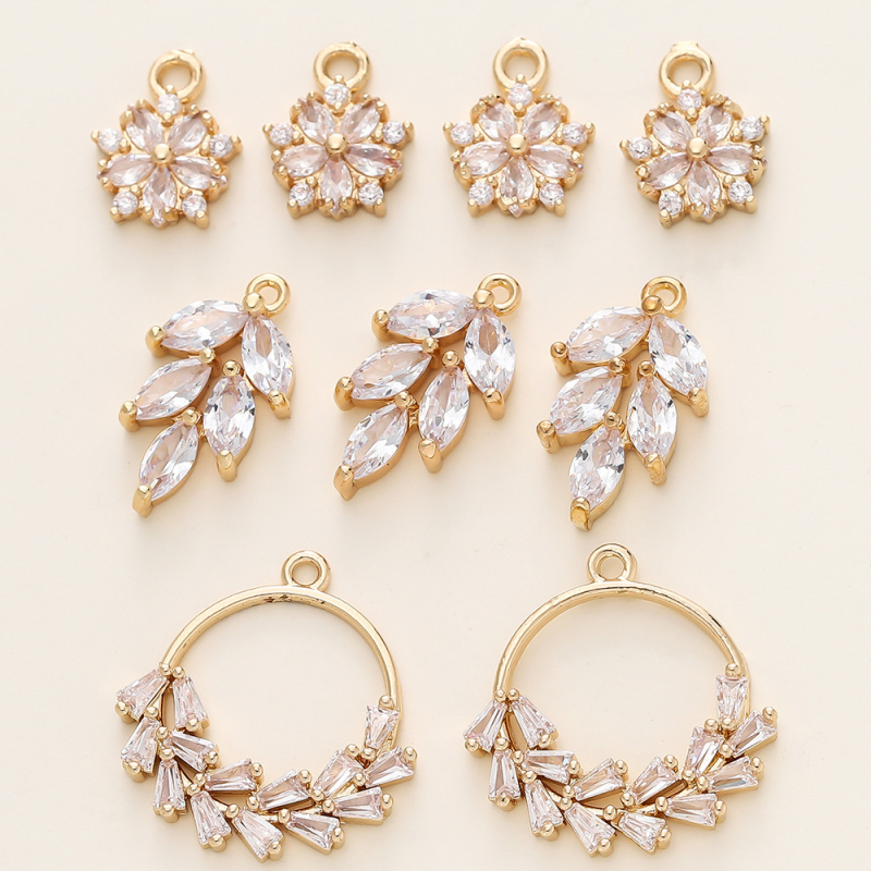 Bakreni privjesak s 18k plating cvjetnim vijencem i dizajnom listova, elektroplatiranje završni sloj