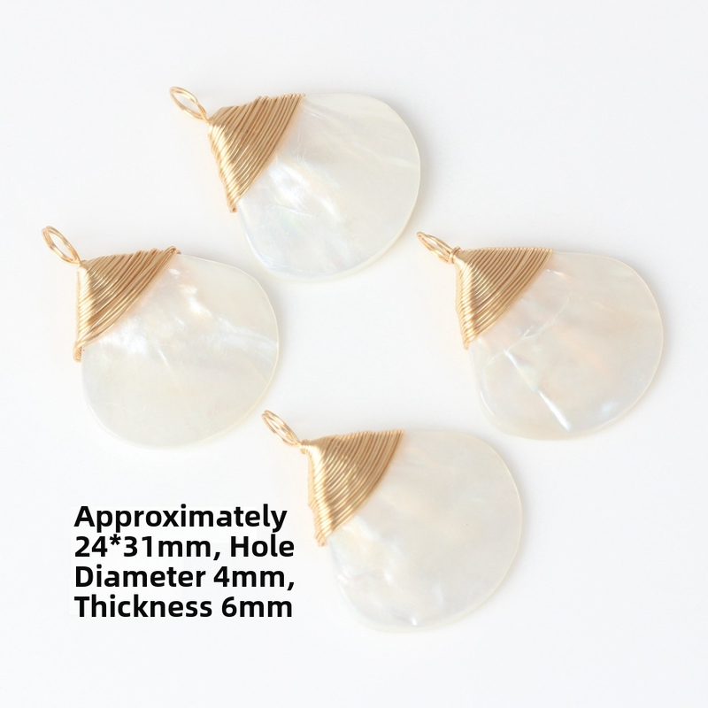 Pakabinami aksesuarai — rankų darbo vielos vyniojimo trikampės vėduoklės kriauklių pakabukas, lydinys, elektroplakavimas, kodas Wsx-3073