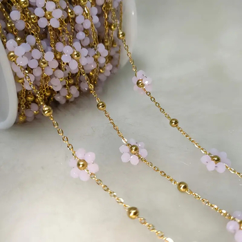 Dopamine Girl Daisy Flower set colier și brățară din oțel inoxidabil, realizare manuală, design boem, cod 1104