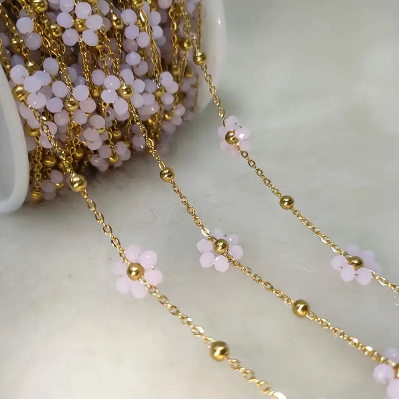 Dopamine Girl Daisy Flower set colier și brățară din oțel inoxidabil, realizare manuală, design boem, cod 1104