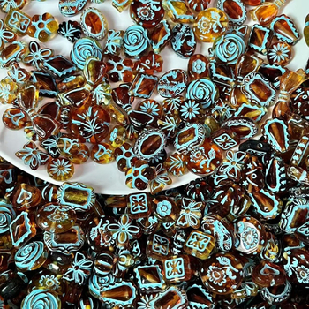 Χάντρες και αξεσουάρ – ακρυλικό με επίχρυση επίστρωση, εξωγήινης μορφής, τοτέμ μοτίβο, μοντέρνο στυλ για DIY