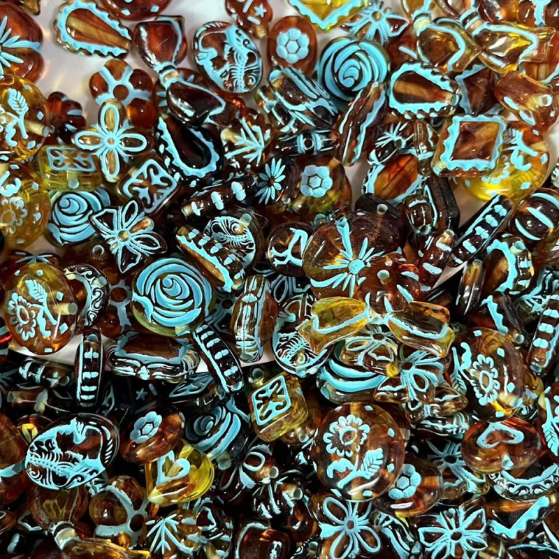 Χάντρες και αξεσουάρ – ακρυλικό με επίχρυση επίστρωση, εξωγήινης μορφής, τοτέμ μοτίβο, μοντέρνο στυλ για DIY