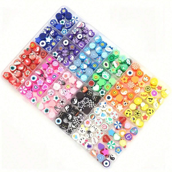 DIY papuošalų rinkinys iš minkšto polimero molio, plokščios karoliukai, elektroplatotos karoliukai, atsitiktinis raštas, rudens 2025 leidimas