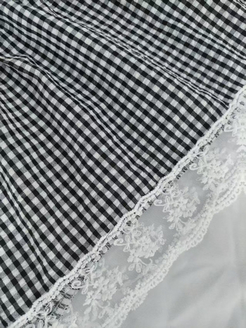 Suknja tip cake s čipkom u karirastom uzorku, visokim strukom, duga, 95% poliester