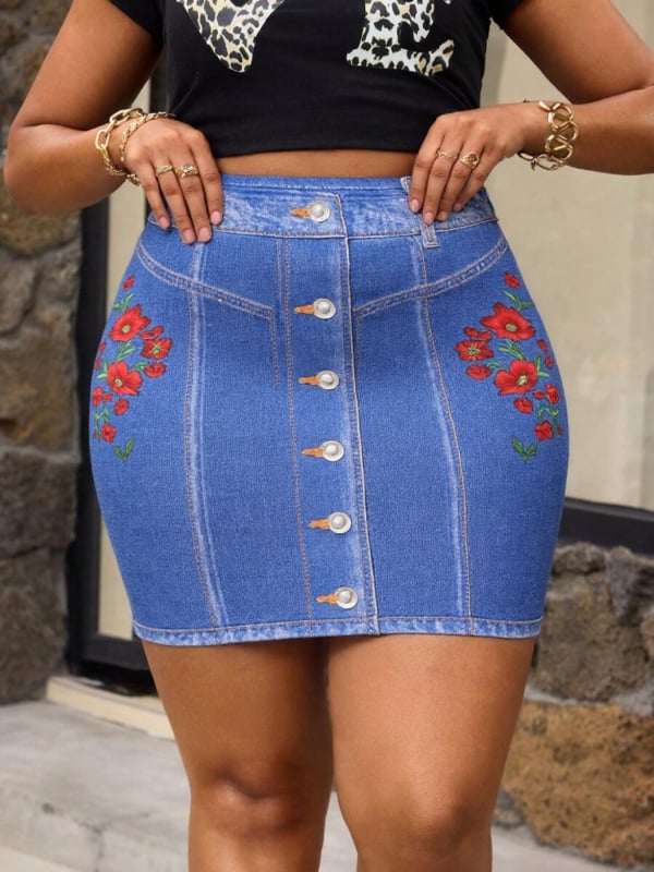 Női rövid szoknya virágmintával és hamis zsebbel, poliészter (95%+), digitális nyomtatás, japán-koreai casual stílus, 2025 nyár