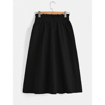 Paper bag derekú szoknya rejtett zsebbel, természetes színű pamutból, 9/10 hossz, laza szabás, vintage stílus