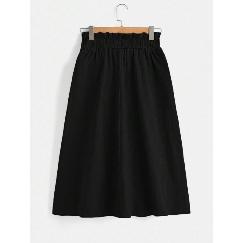 Paper bag derekú szoknya rejtett zsebbel, természetes színű pamutból, 9/10 hossz, laza szabás, vintage stílus