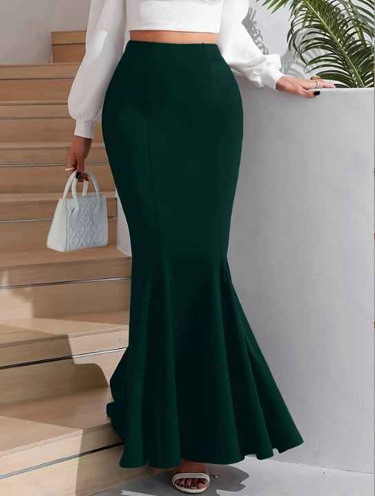 Midi halfarok szoknya poliészterből, mikroelasztikus, őszi szezon 2025, városi stílus