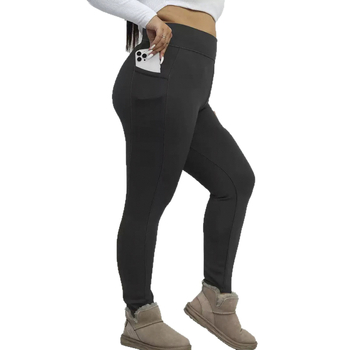 Šiltos moterų leginsai su fleece vidiniu įdėklu, kišenės, pieštuko kirpimas, 9/10 ilgis