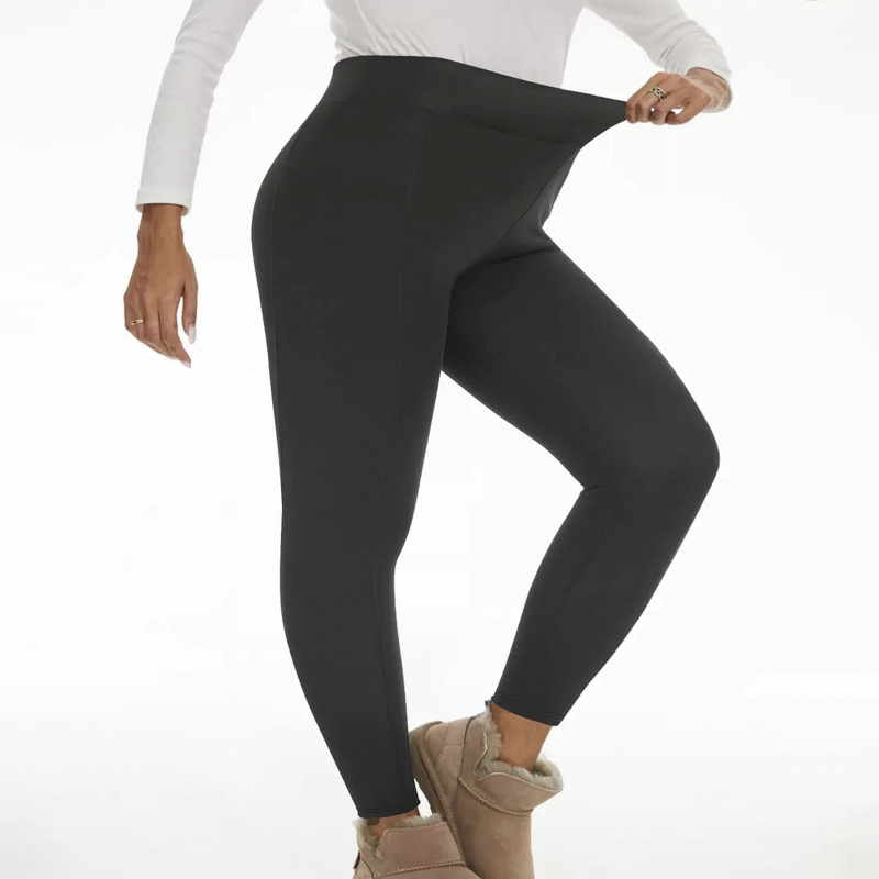 Šiltos moterų leginsai su fleece vidiniu įdėklu, kišenės, pieštuko kirpimas, 9/10 ilgis