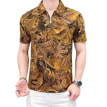 Tricou polo cu mâneci scurte, croială slim, vara 2025, design în colaj, print cu litere