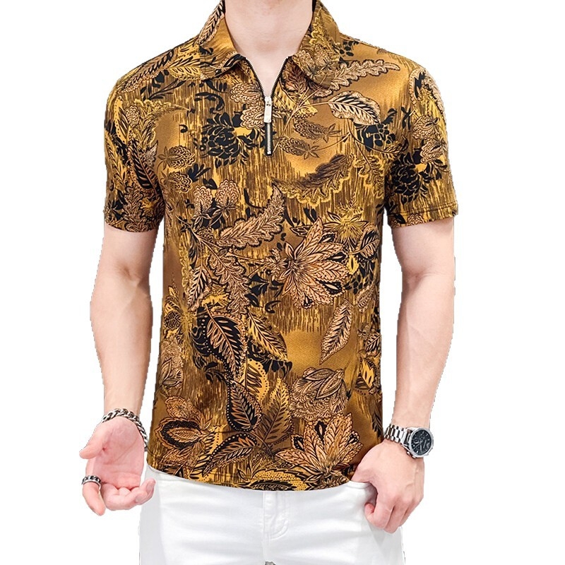 Tricou polo cu mâneci scurte, croială slim, vara 2025, design în colaj, print cu litere