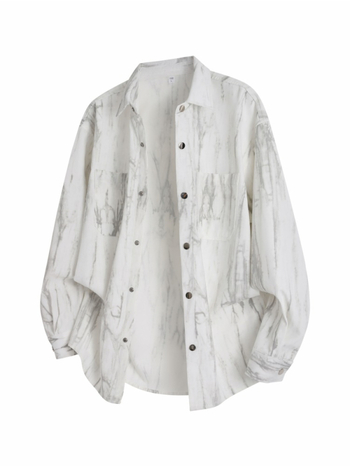 Košele s motívom tie-dye, dlhé rukávy, reverový golier, úzky strih, korejský štýl