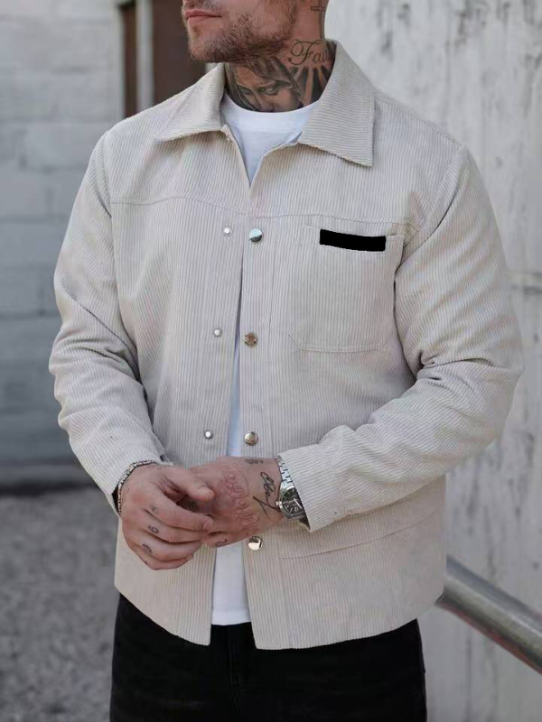 Corduroy pikkade varrukatega särk laepellõlike kraega, 100% polüester, sügisel-talvis igapäevane rõivas