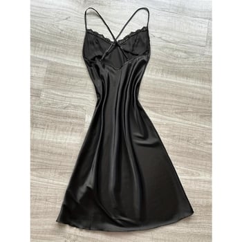 Секси нощно облекло с дантелена кант и презрамки тип спагети, ултра тънка материя, полувелур, дълга пола, пускане през пролетта 2025