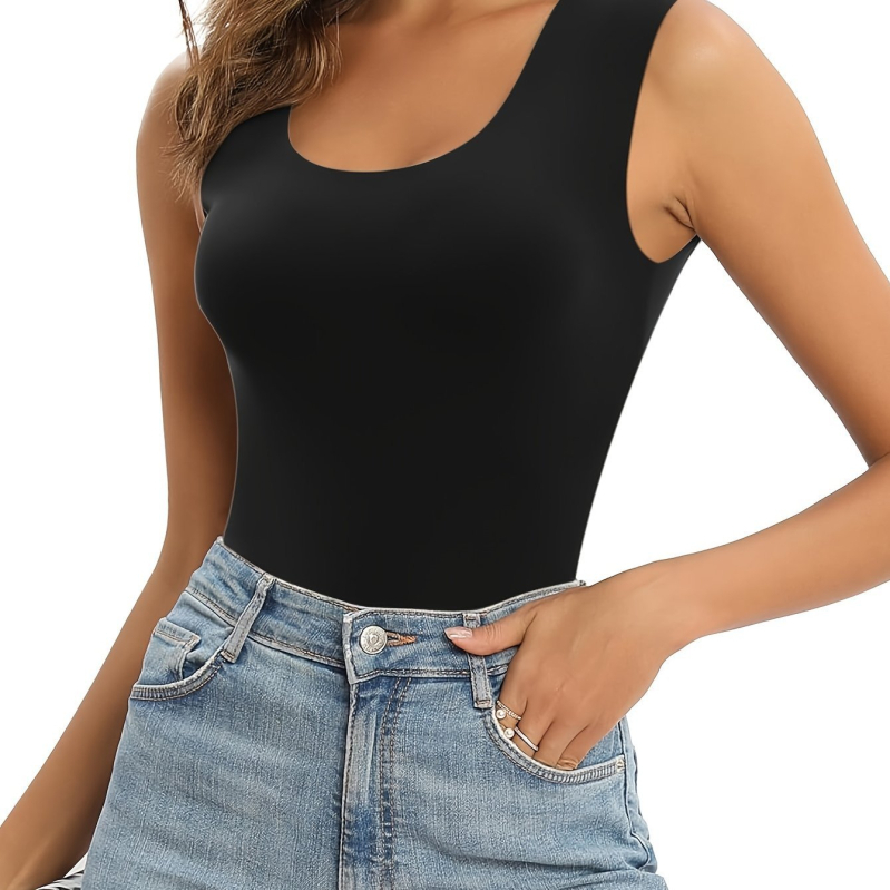 Formuojantis tank-topas su pilvo juosta, Modal audinys; medvilnės sudėtis <30%; Žiema 2024