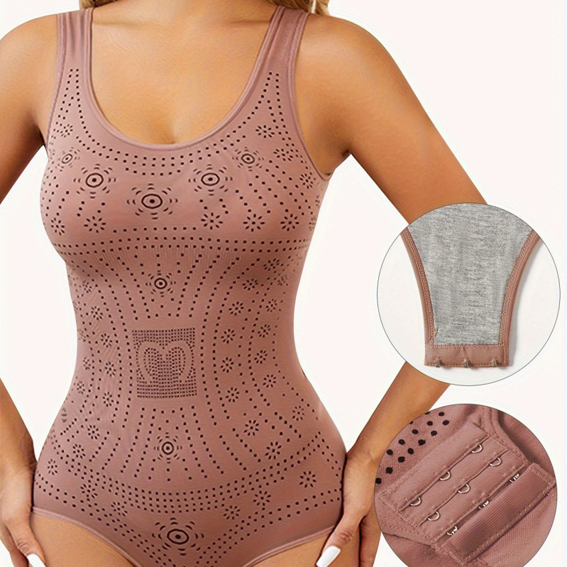 Sieviešu formējošs bodijs ar augstu jostu un vēdera kontrolei, Harajuku stils, 3/4 piedurknes, chenille-spandex audums