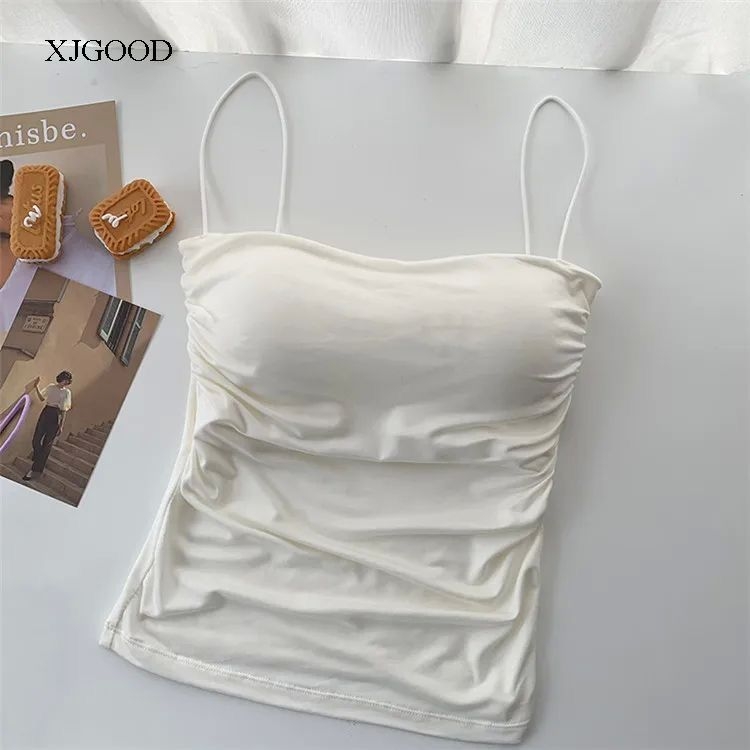 Kamisolė su raukšlėmis prie krūtinės, plonos petnešėlės, graži nugara, 90–95% medvilnė