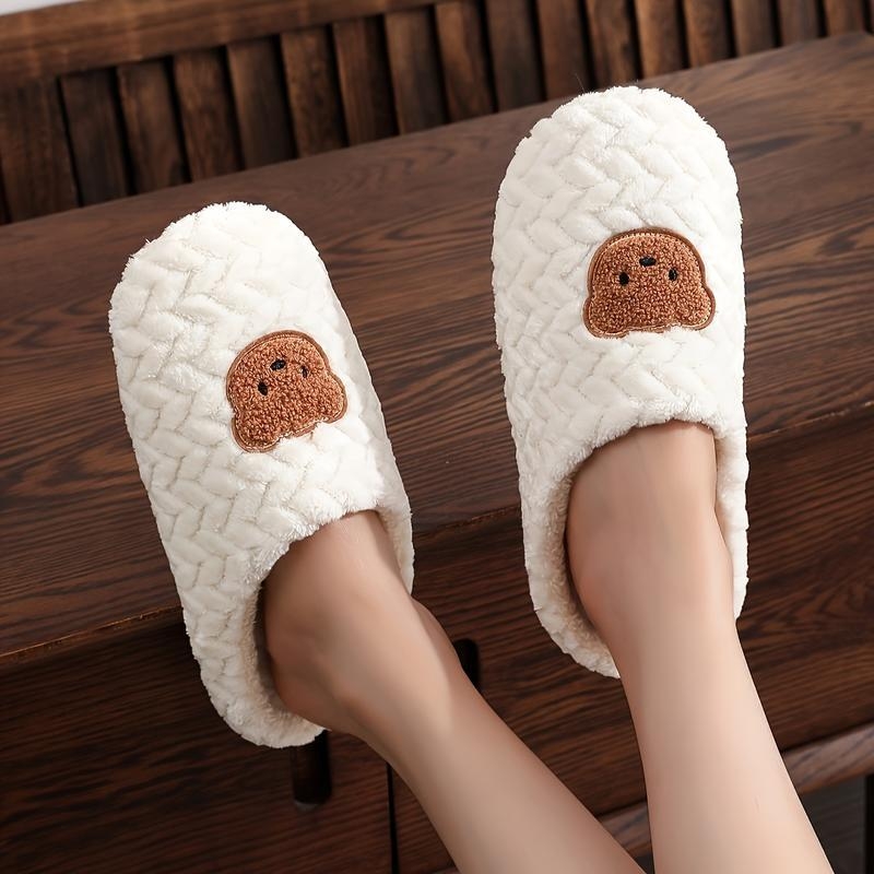 Férfi maci mintás papucs, Xi shi velvet felső része, kender talp, talp vastagsága 0–3 cm, lapos talp