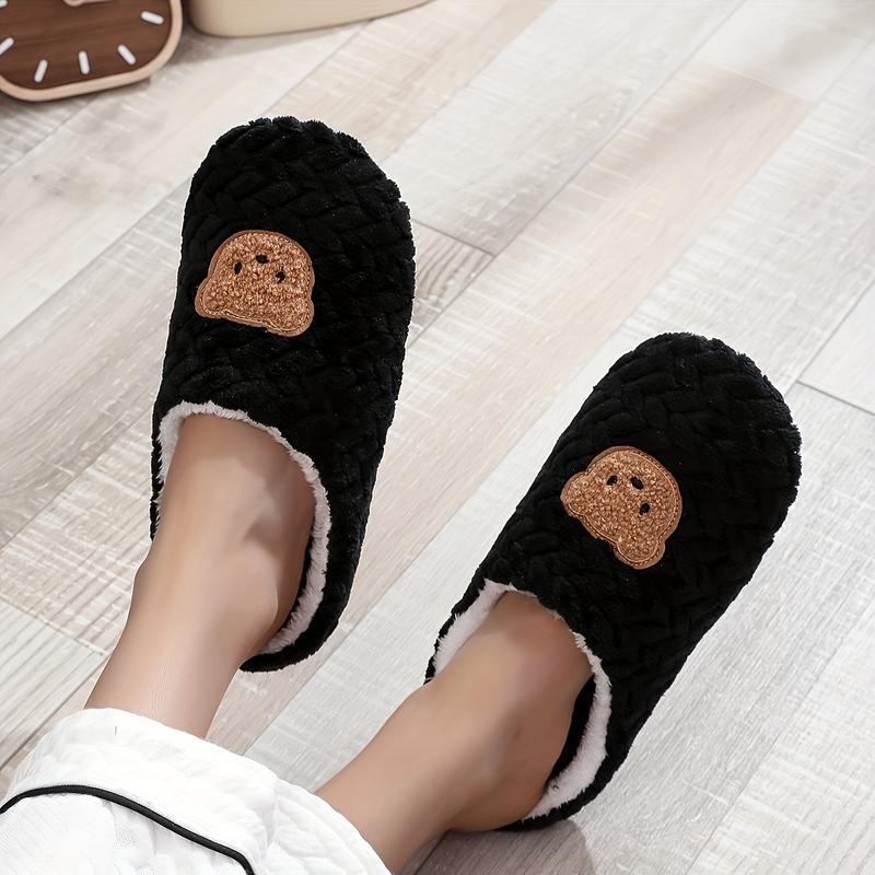 Férfi maci mintás papucs, Xi shi velvet felső része, kender talp, talp vastagsága 0–3 cm, lapos talp