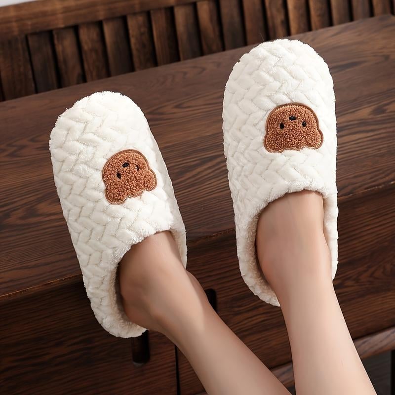 Férfi maci mintás papucs, Xi shi velvet felső része, kender talp, talp vastagsága 0–3 cm, lapos talp