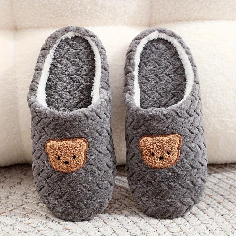 Férfi maci mintás papucs, Xi shi velvet felső része, kender talp, talp vastagsága 0–3 cm, lapos talp