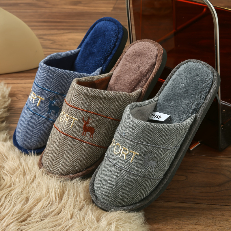 Ανδρικές παντόφλες με αφρό μνήμης, βελούδινη επένδυση, ρυθμιζόμενος σχεδιασμός για ζεστασιά, slip-on, EVA άνω μέρος και σόλα