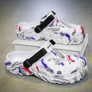 Vyriniai lengvi vasariniai EVA sandalai su perforuotu viršumi, slip-on, žemas profilis, apvali piršto nosis