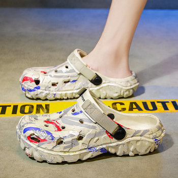 Vyriniai lengvi vasariniai EVA sandalai su perforuotu viršumi, slip-on, žemas profilis, apvali piršto nosis