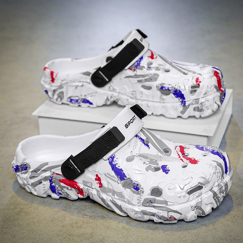 Vyriniai lengvi vasariniai EVA sandalai su perforuotu viršumi, slip-on, žemas profilis, apvali piršto nosis